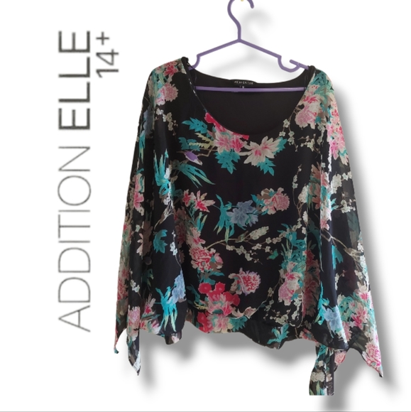 Addition Elle Floral Blouse With Side Tie - Picture 1 of 6